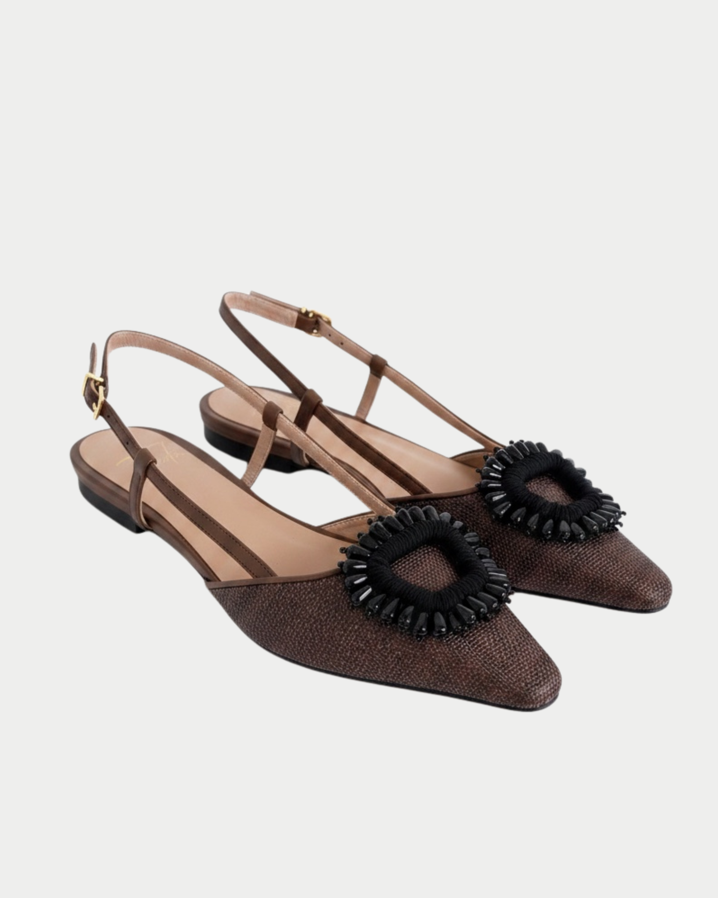 Slingback in rafia con dettaglio gioiello