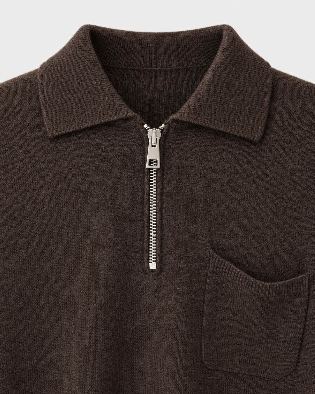 Woll-Poloshirt mit Reißverschluss