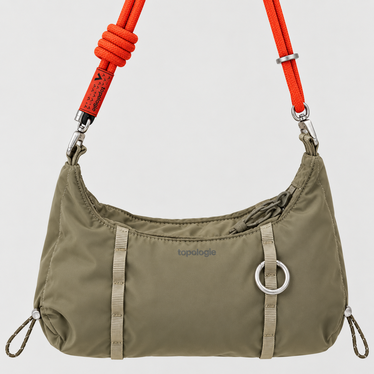 Borsa Cloud Hobo Mini Moss Tech Sateen con tracolla 6 mm Rope Flash Persimmon