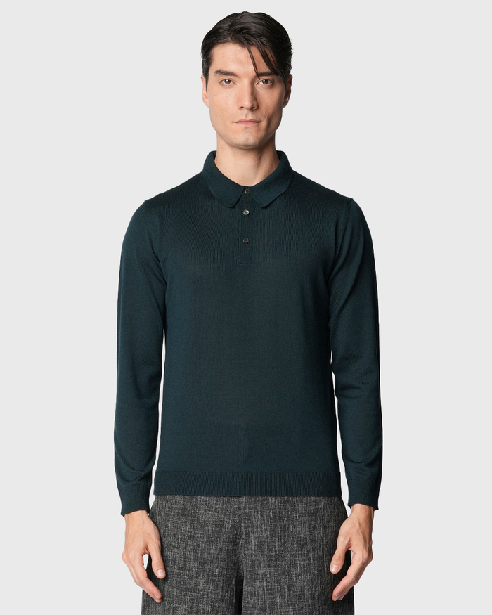 Maglia polo in lana merino