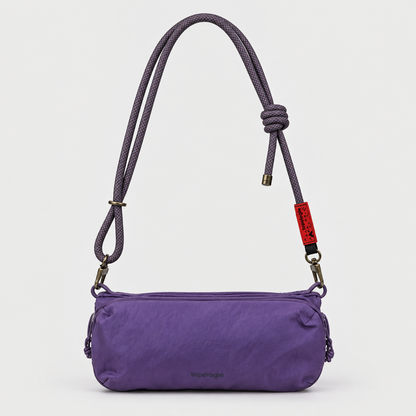 Borsa Bottle Sacoche M Purple Washed Silk Nylon con tracolla 8mm Patrician Lattice