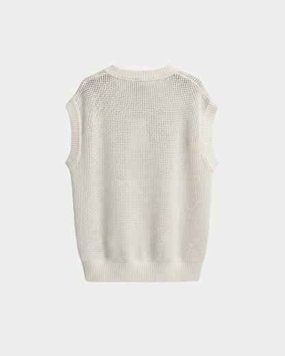 Perforated mesh sleeveless top