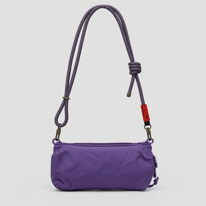 Borsa Bottle Sacoche M Purple Washed Silk Nylon con tracolla 8mm Patrician Lattice