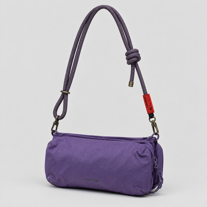 Borsa Bottle Sacoche M Purple Washed Silk Nylon con tracolla 8mm Patrician Lattice