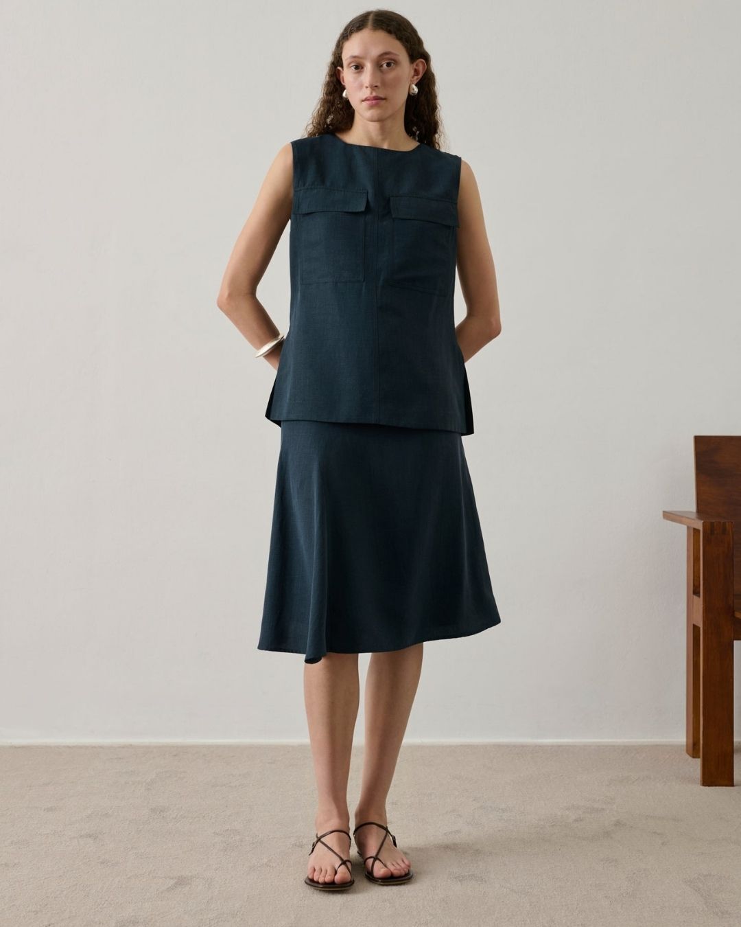 Isra lyocell and linen blouse top