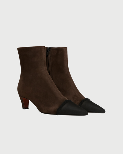 WILDLEDERSTIEFELETTE MIT GEFRANSTER SPITZE