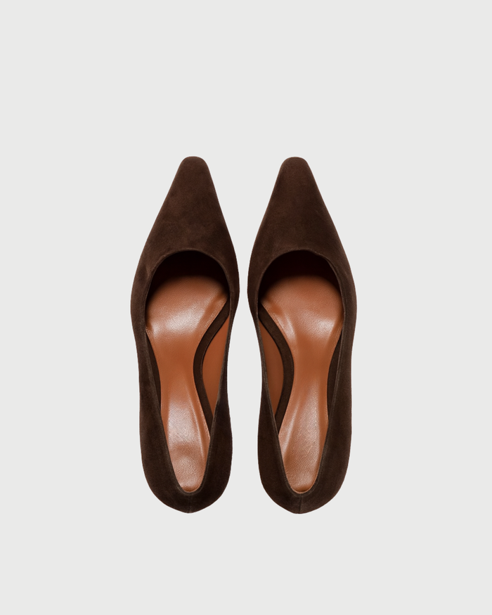 PUMP IN VITELLO NERO CON TACCO ALTO TIRSA