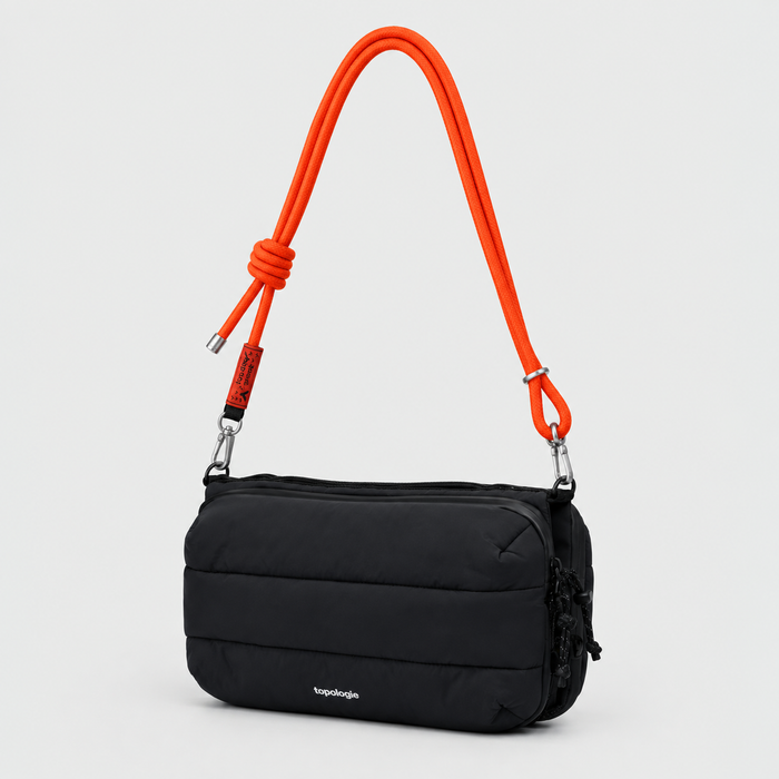 Borsa Bottle Sacoche L Black Silky Peach con tracolla 6mm Flash Persimmon