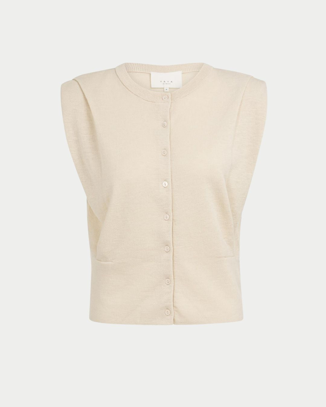 Maglia smanicata con dettaglio sulle spalle e bottoni