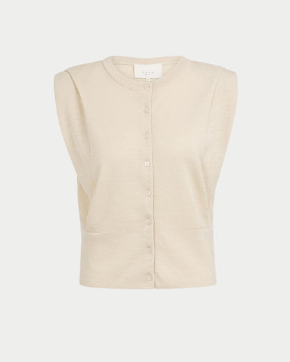 Maglia smanicata con dettaglio sulle spalle e bottoni