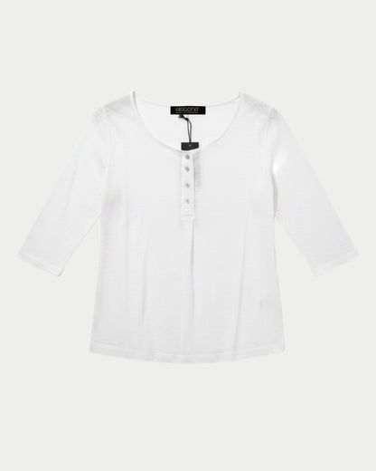 Henley R-neck 3/4 sleeve top