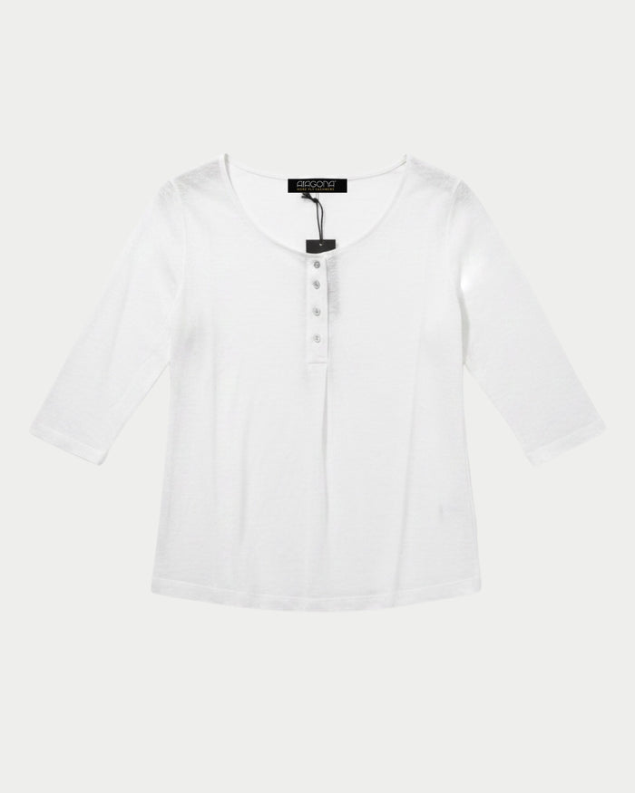 Henley R-neck 3/4 sleeve top