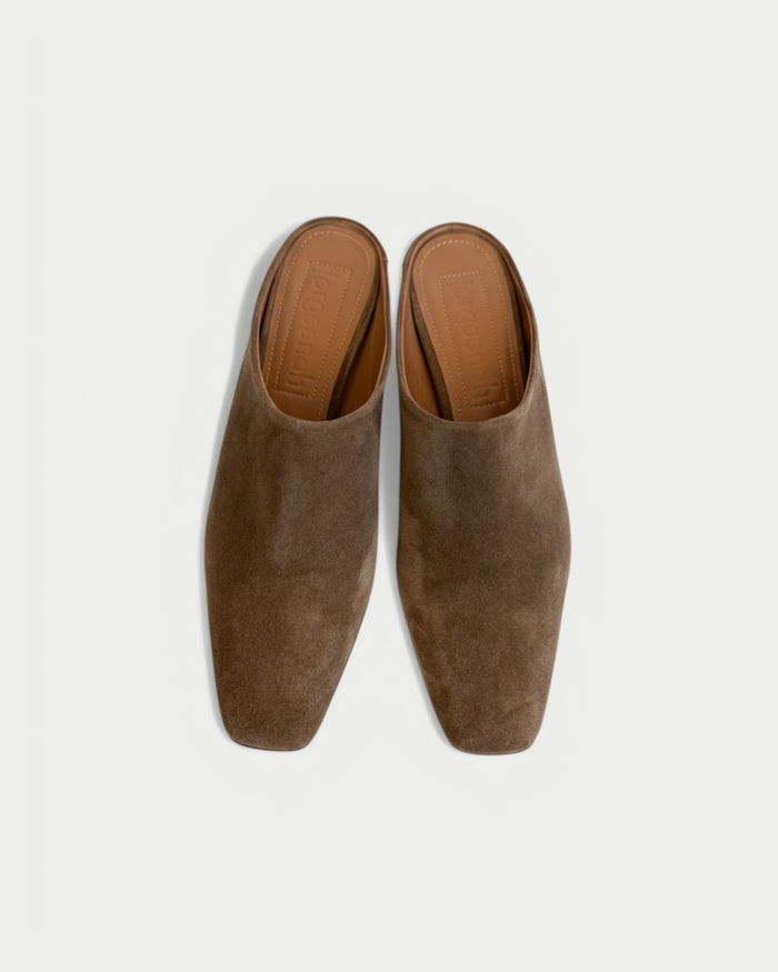 Sabot in suede con tacco