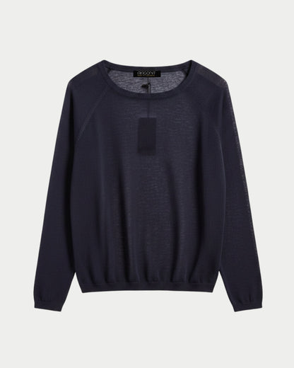 Boxy crewneck sweater with long raglan sleeves