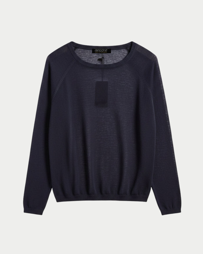 Boxy crewneck sweater with long raglan sleeves