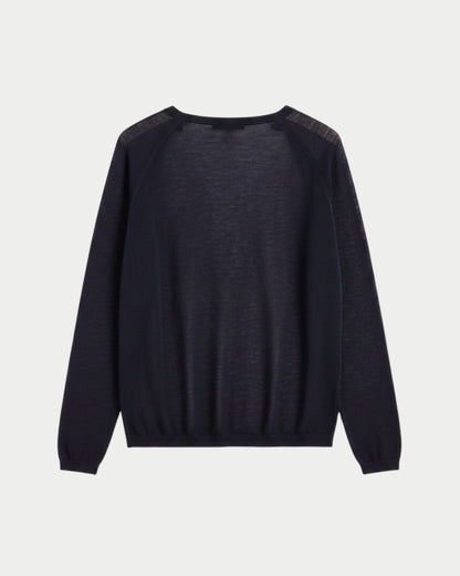Boxy crewneck sweater with long raglan sleeves