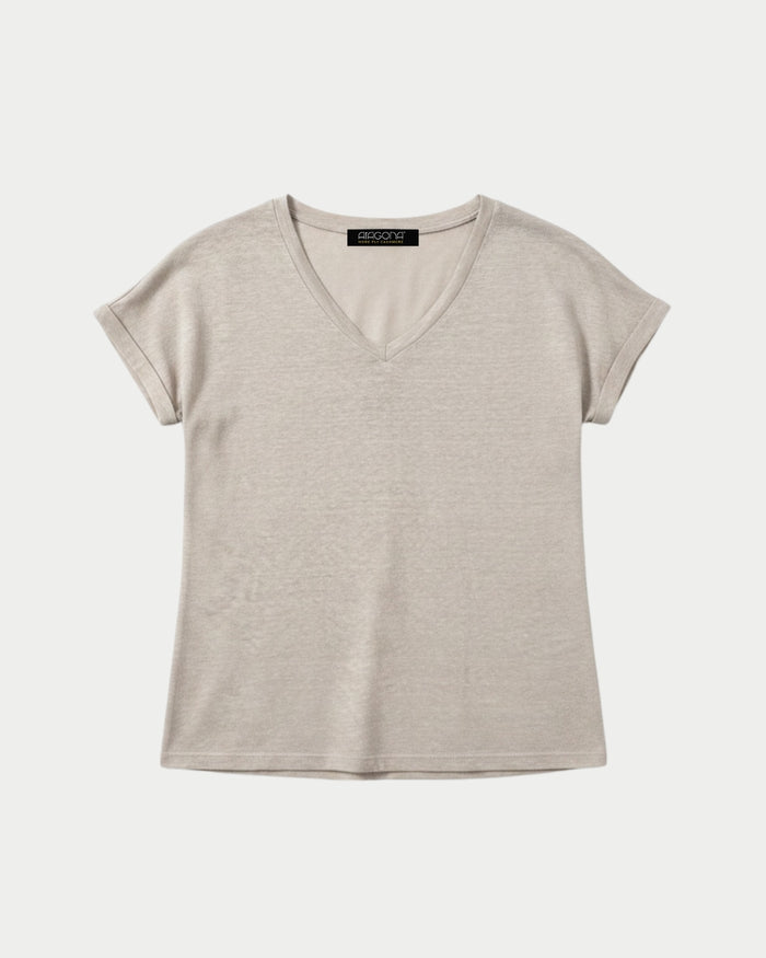 Regular fit T-shirt with V-neck and short sleeves