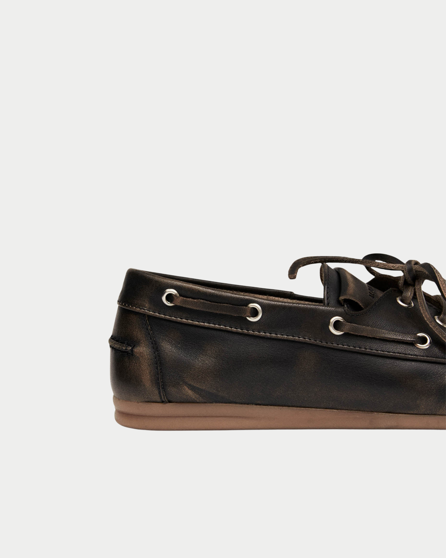 Mocassino in pelle marrone effetto vintage