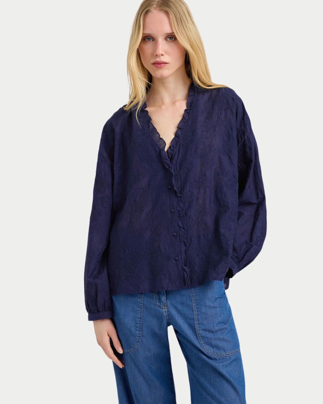 Rios embroidered voile shirt