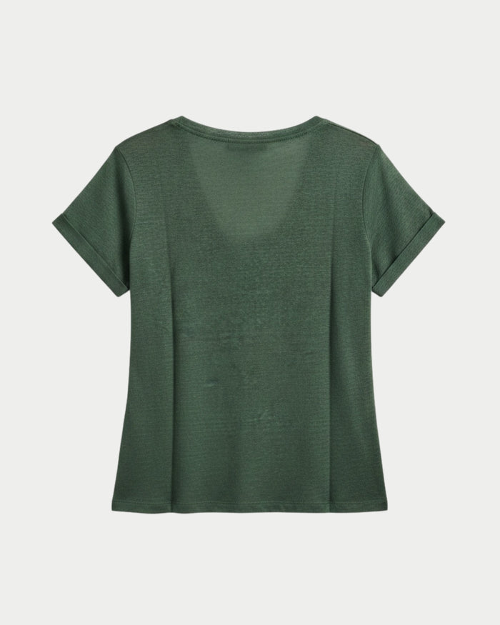 Regular fit T-shirt with U-neck and short sleeves