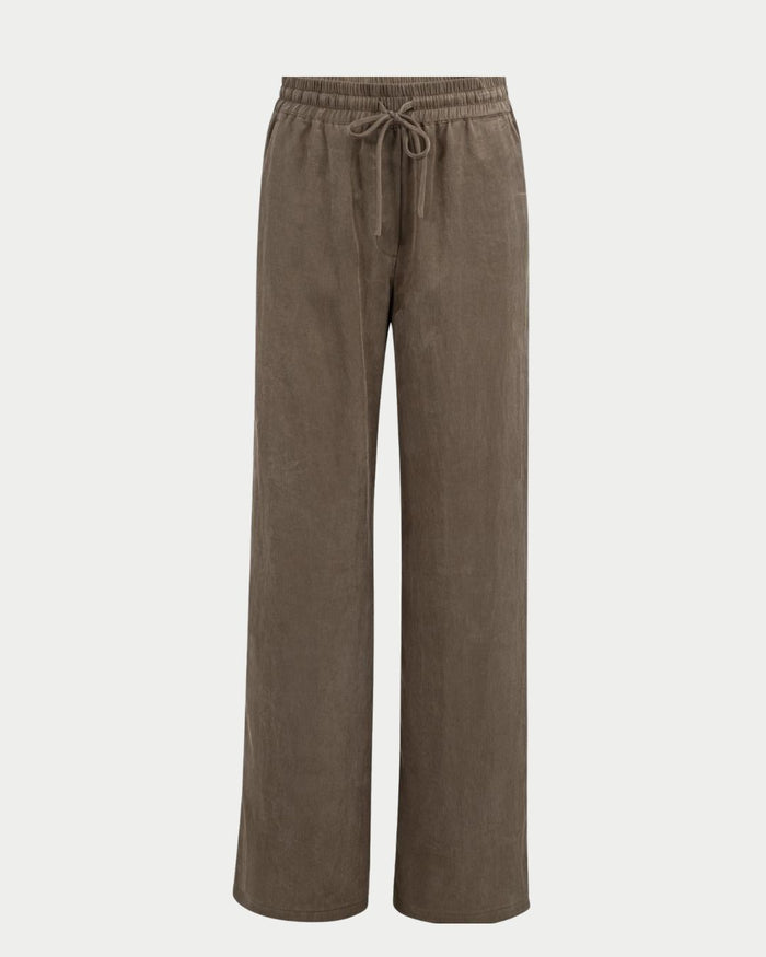 Pantaloni a gamba larga con elastico in vita