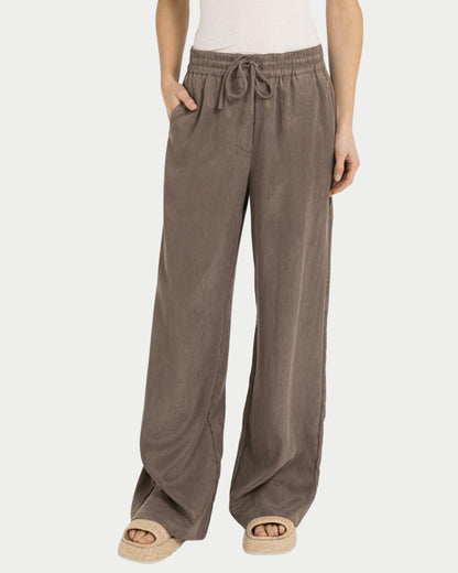 Pantaloni a gamba larga con elastico in vita
