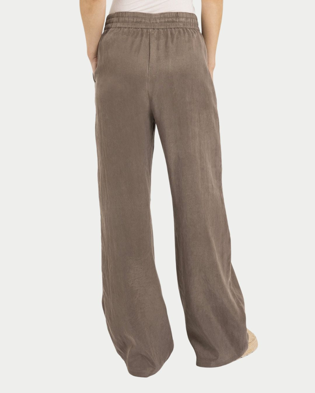 Pantaloni a gamba larga con elastico in vita