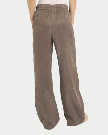 Pantaloni a gamba larga con elastico in vita
