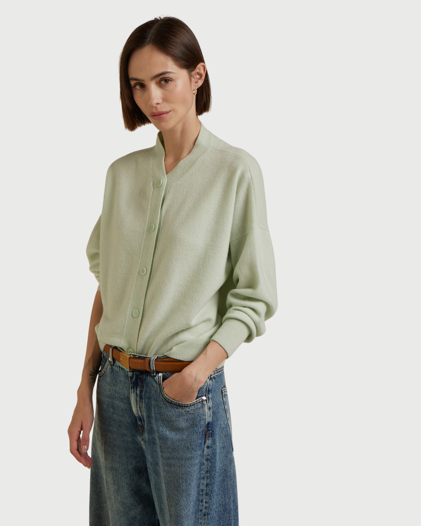 Cashmere-Mischung Cardigan Glattstrick