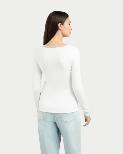 T-shirt a manica lunga con scollo rotondo