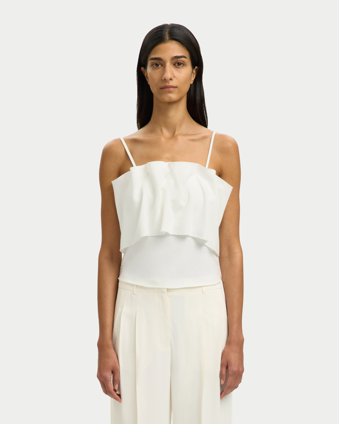 Top blusa vinelle pleated bandeau