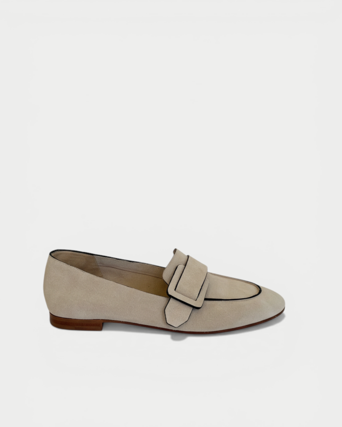Mocassino in camoscio beige