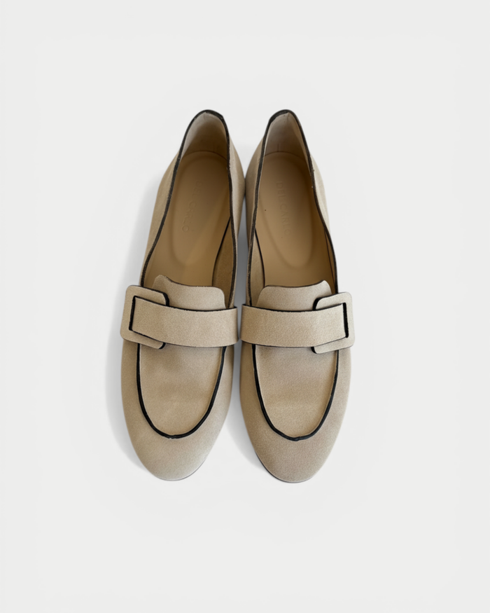 Mocassino in camoscio beige