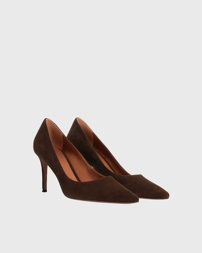 PUMP IN VITELLO NERO CON TACCO ALTO TIRSA