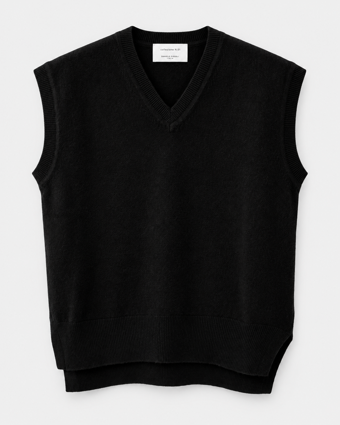 Gilet, rasato, misto cashmere, tinto filo