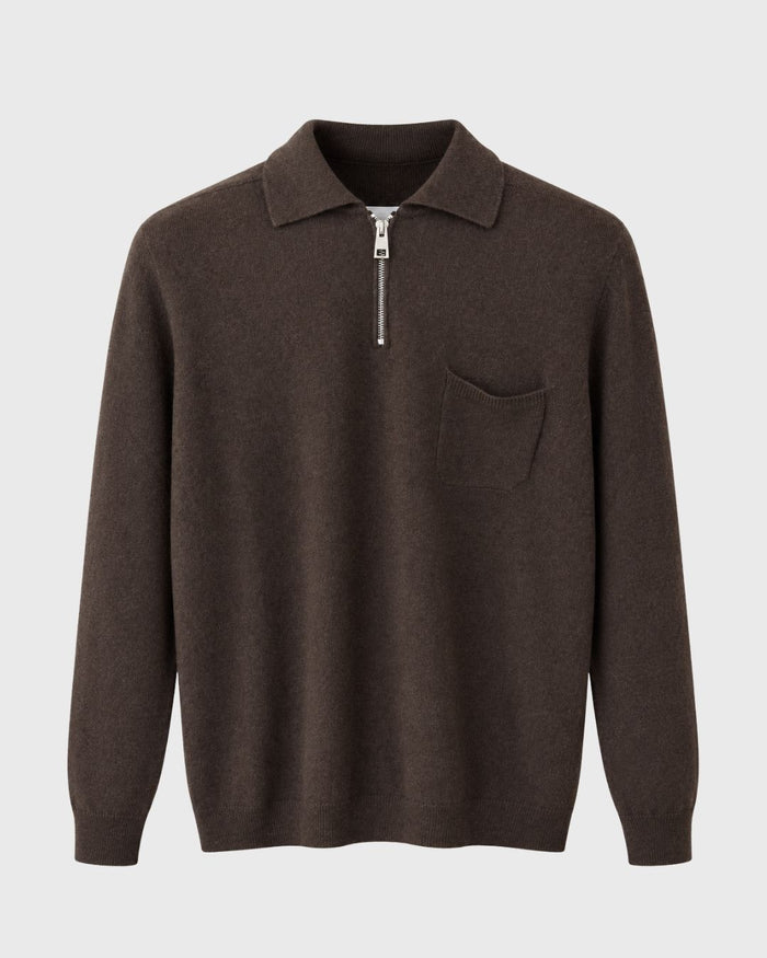 Woll-Poloshirt mit Reißverschluss