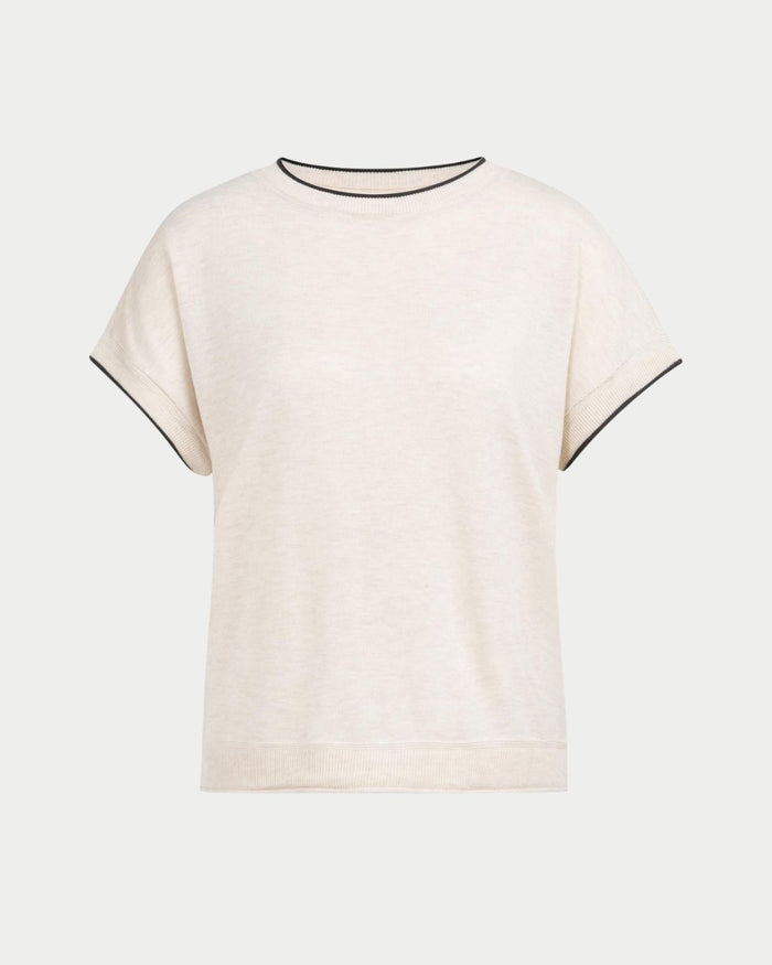 T-shirt in maglia con finiture arrotolate