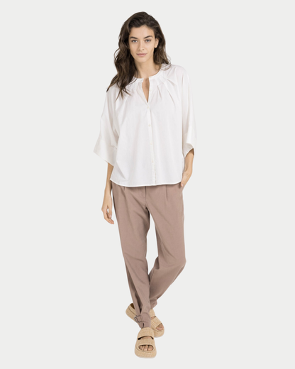 Camicia con maniche ampie e dettagli plissé