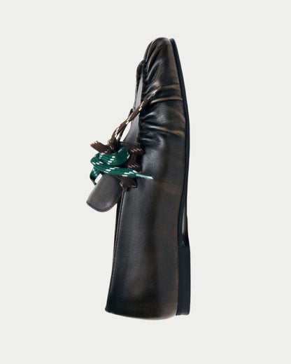 Mocassini Aven con lacci in pelle marrone effetto vintage