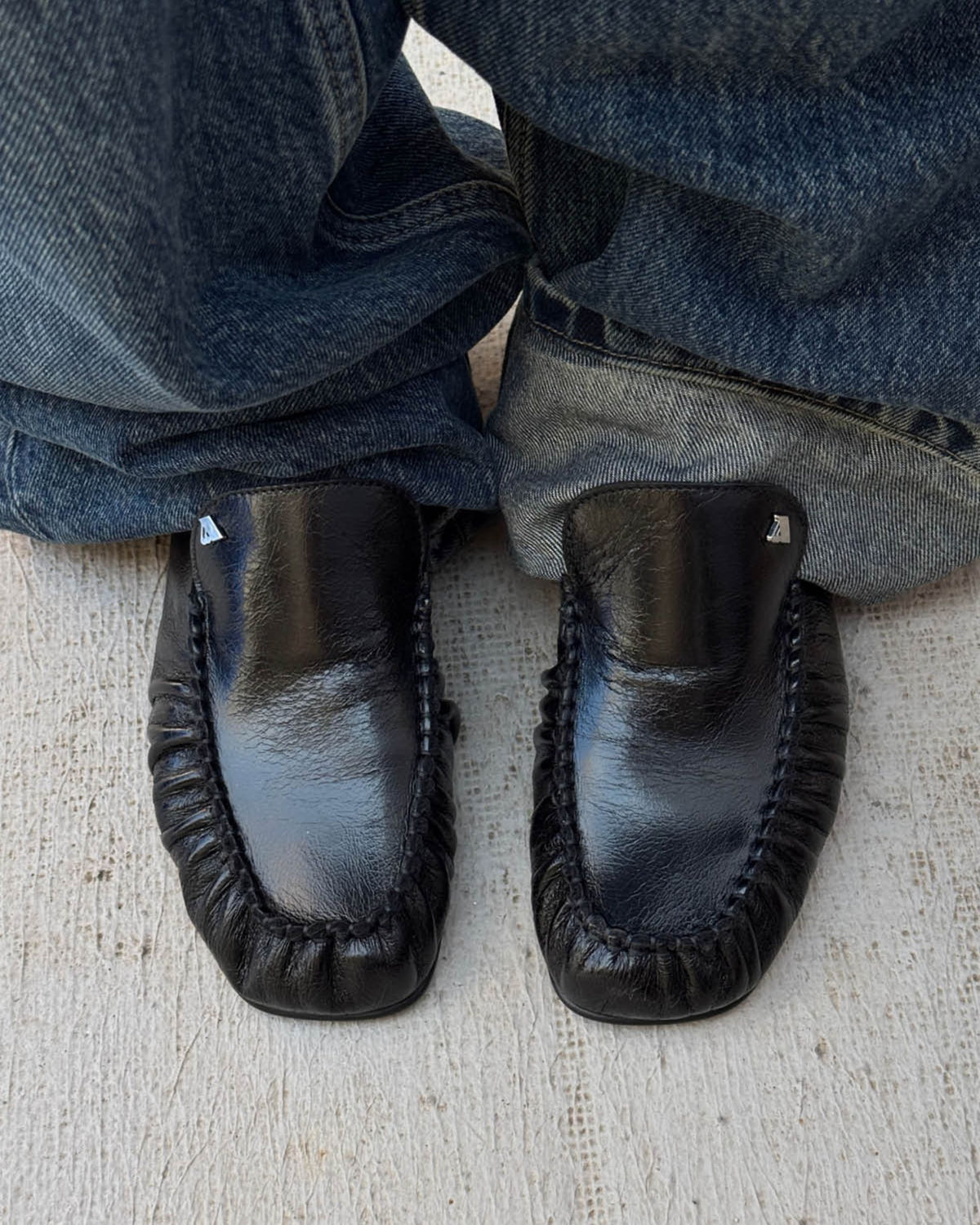 Gabe black leather loafers