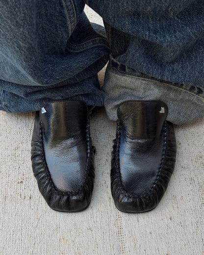 Gabe black leather loafers