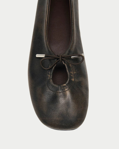 Rosalind vintage-effect leather ballet flats