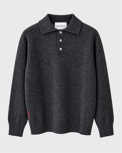 Maglia polo in lana e cashmere