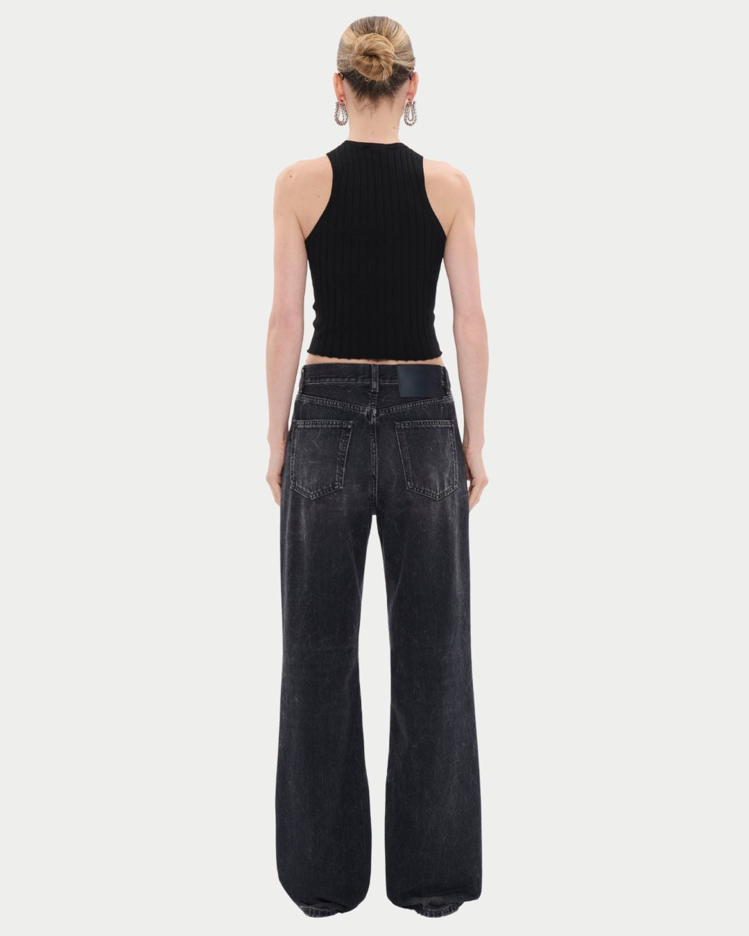 Korea Black Wash Wide-Leg Jeans