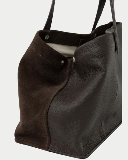 Borsa shopper in pelle scamosciata
