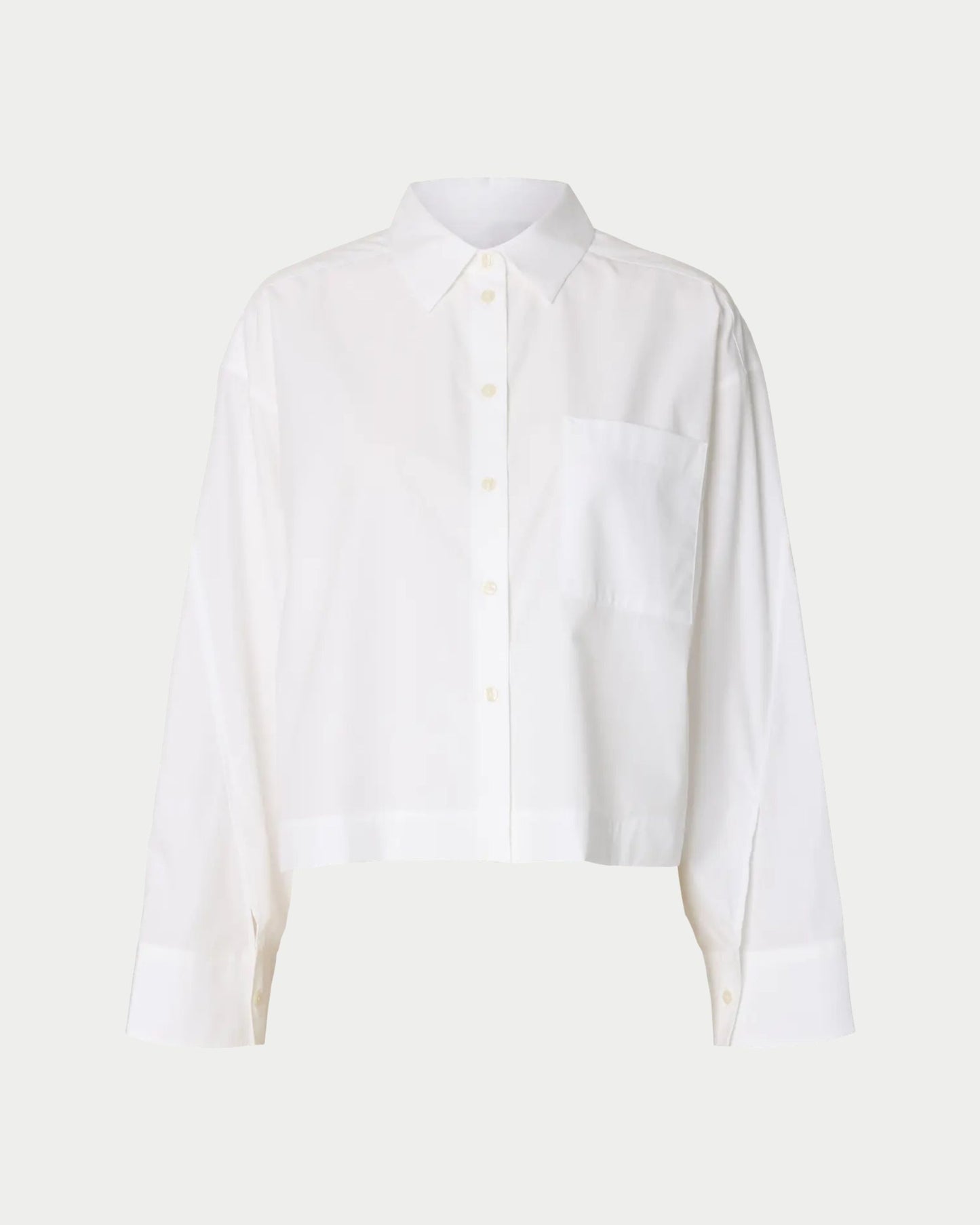 Cropped boxy long-sleeve shirt