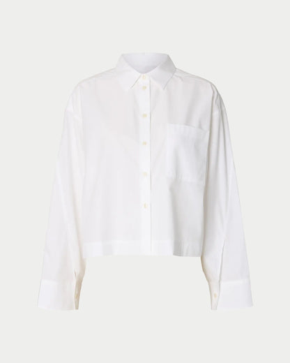 Cropped boxy long-sleeve shirt