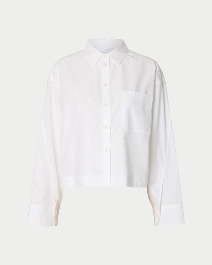 Camicia cropped boxy a maniche lunghe