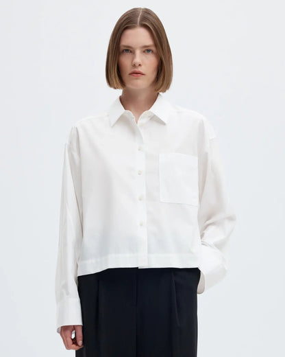 Cropped boxy long-sleeve shirt