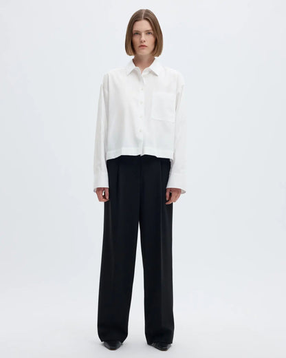 Cropped boxy long-sleeve shirt